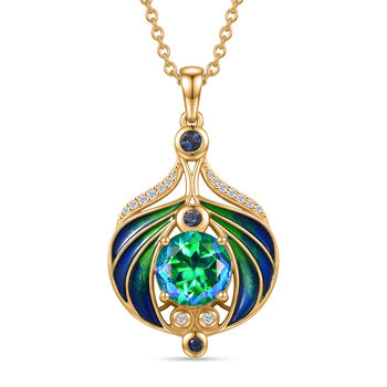 EVER TRUE Pfau Quarz Triplette, Iolit Schmuckset ca. 50 cm ca. 3,47 ct.