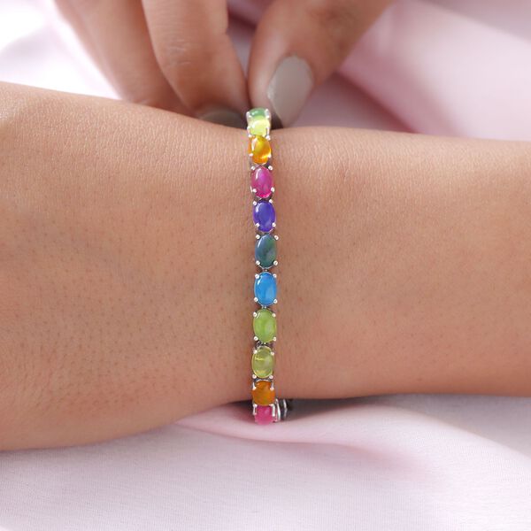 &Auml;thiopisches Zobel und rosa-Opal-Armband, ca. 19 cm, 925 Silber platiniert ca. 8.40 ct image number 3