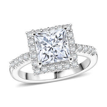 LUSTRO STELLA Hergestellt mit ZIRKONIA Ring 925 Silber Platin-&Uuml;berzug (Gr&ouml;&szlig;e 17.00) ca. 4,05 ct