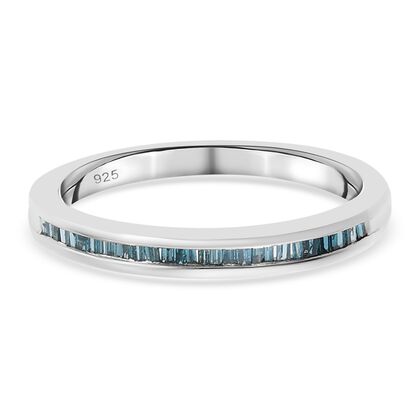 Blauer Diamant Half Eternity Ring 925 Silber Platin-Überzug