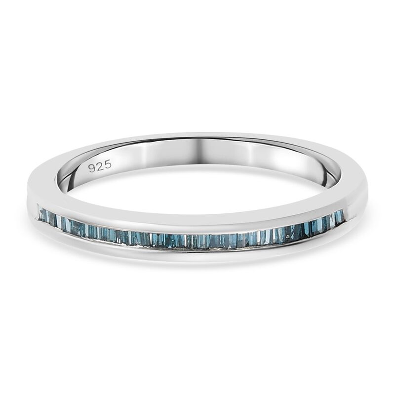 Blauer Diamant Half Eternity Ring 925 Silber Platin-Überzug image number 0