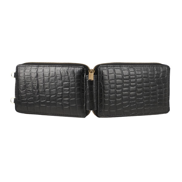 Unisex Brieftasche aus echtem Leder, Gr&ouml;&szlig;e 17,7x2,5x10 cm, Schwarz image number 4