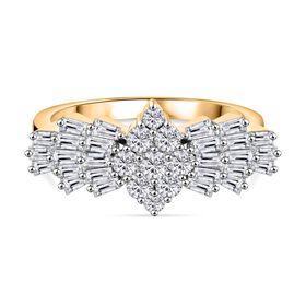 LUXURIANT DIAMOND - Lab Grown Diamant VS-EF SGL zertifiziert Ballerina Ring 925 Silber Gelbgold Vermeil (Größe 17.00) ca. 1.05 ct