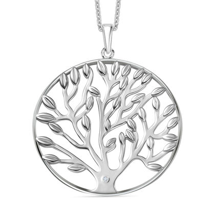 EVER TRUE Wei&szlig;er Diamant Anh&auml;nger mit Kette ca. 50 cm, Nickelfreies Messing Silberfarben