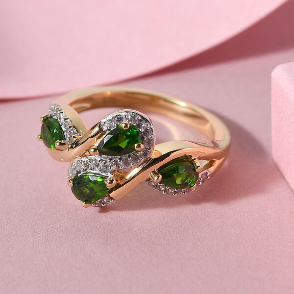 Nat&uuml;rlicher Chromdiopsid und Zirkon-Ring - 1,19 ct. image number 2