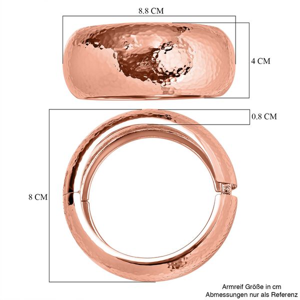 Breiter Armreif mit geh&auml;mmerter Textur, Messing, ca. 18 cm, ros&eacute;farben  image number 6