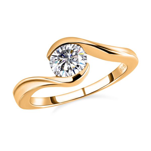 Moissanit Ring, 925 Silber 750 Gelbgold Vermeil - 0,76 ct. image number 4