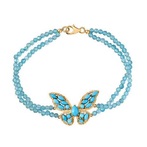 D’joy Sleeping Beauty Türkis, Apatit Armband ca. 20 cm 925 Silber 750 Gelb Vergoldet ca. 35,16 ct. image number 0
