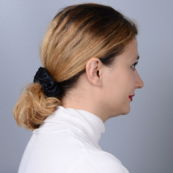 4er- Set, 100% Maulbeerseiden Haargummis: Schwarz, Rosa, Dunkelblau und Champagner image number 3