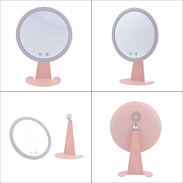 LED-Schminkspiegel mit Bluetooth-Audio und USB-Ladekabel, Rosa image number 6