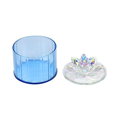 Deko Vorratsglas aus Kristallglas mit Lotusblüte Deckel, blau