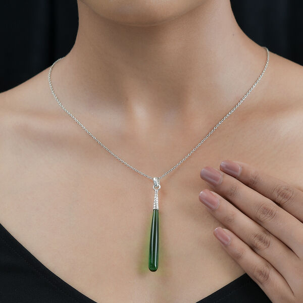 Grüner Turmalin Quarz Anhänger, 925 Silber ca. 7.50 ct image number 2