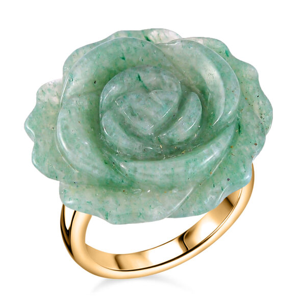 2er Set - Handgeschnitzter Grüner Aventurin Anhänger mit Kette und Ring (Größe 16.00), goldfarben, ca. 30.00 ct image number 3