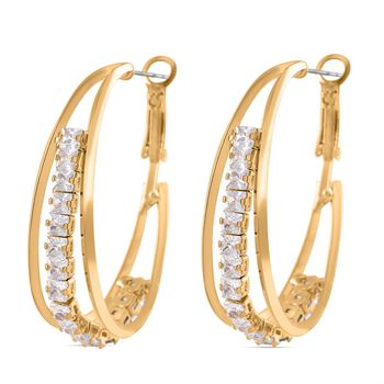 Wei&szlig;e Kristall Ohrringe, goldfarben