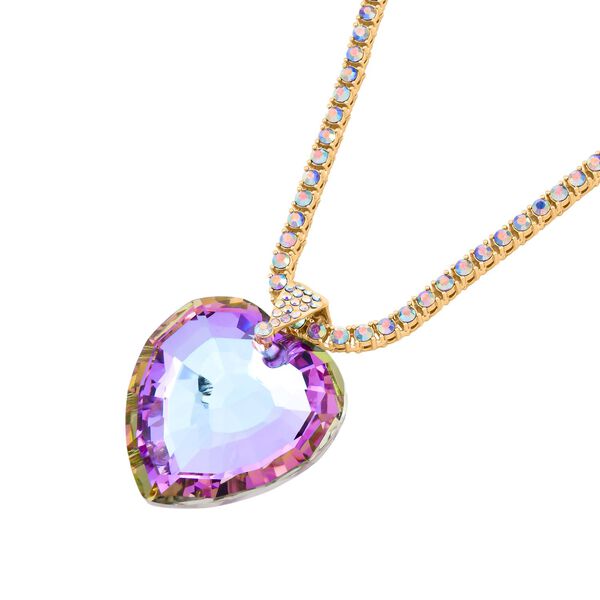 Mystische Rosa Kristall Anhänger mit Kette, Goldfarben image number 3