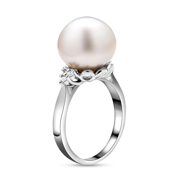 Wei&szlig;er S&uuml;dseeperlen und Zirkon-Ring, , 925 Silber rhodiniert image number 5