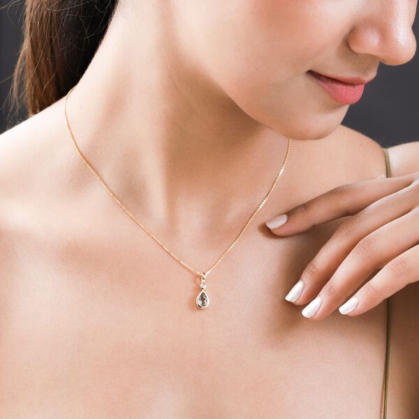 AAA Turkizit und weißer Zirkon-Anhänger mit Kette, 50 cm - 0,87 ct. image number 2