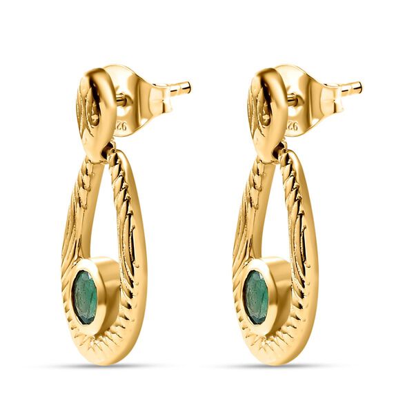 AAA Smaragd Ohrringe, 925 Silber Gelbgold Vermeil, ca. 0.34 ct image number 4