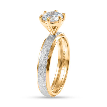 LUXURIANT DIAMOND - Lab Grown Diamant SI-GH Ring 925 Silber Rhodiniert und 750 Gelbgold Vermeil (Gr&ouml;&szlig;e 18.00) ca. 1,00 ct