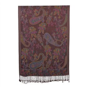 Schal mit klassischem Paisley-Muster und Fransen, Einheitsgr&ouml;&szlig;e, Kaffeebraun