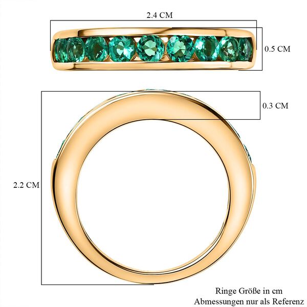 AAA Lab Created Kolumbianischer Smaragd Ring 925 Silber 750 Gelbgold Vermeil (Größe 20.00) ca. 0,95 ct image number 6