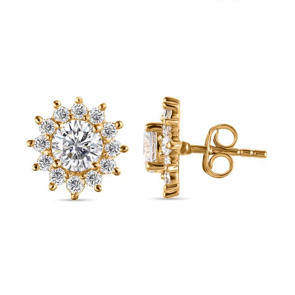 Wei&szlig;e Zirkonia Ohrringe, 925 Silber vergoldet ca. 4,39 ct