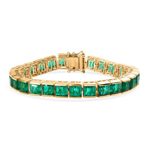 Smaragd-Quarz Triplette Armband ca. 19 cm 925 Silber Gelbgold Vermeil ca. 37,07 ct. image number 0