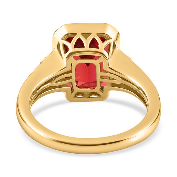 Lab Created Padparadscha-Saphir (B), Weißer Zirkon Ring, 925 Silber Gelbgold Vermeil (Größe 21.00) ca. 4.80 ct image number 6