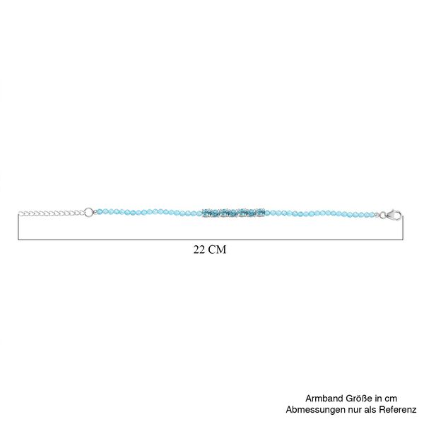 Blauer Apatit Armband ca. 18 cm + 3.5 cm Extender 925 Silber platiniert ca. 9.74 ct image number 5