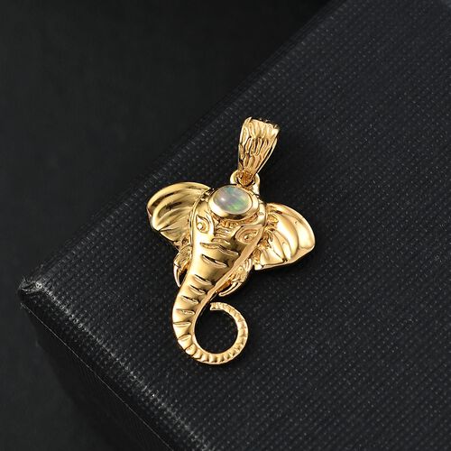 AA Natürlicher, äthiopischer Welo Opal Anhänger 925 Silber 750 Gelb Vergoldet ca. 0,12 ct. image number 1