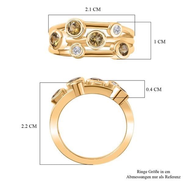 AA Natürlicher goldener Tansanit, Weißer Zirkon Ring, 925 Silber, 750 Gelbgold Vermeil (Größe 20.00), ca. 0.55 ct image number 7