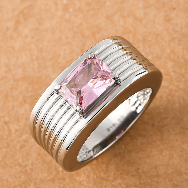 Rosa Zirkonia Ring, Edelstahl  ca. 2,40 ct image number 2