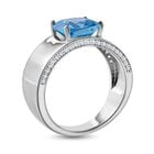 LUSTRO STELLA - Blauer Zirkonia, Weißer Zirkonia Ring, 925 Silber rhodiniert, (Größe 18.00), ca. 6.49 ct image number 2