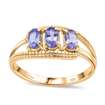 Tansanit Ring 925 Silber vergoldet (Gr&ouml;&szlig;e 17.00) ca. 0.64 ct