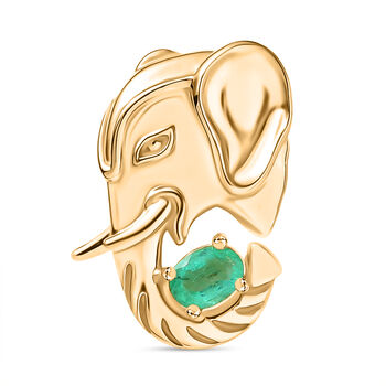 Kagem Sambischer Smaragd Anh&auml;nger 925 Silber 750 Gelb Vergoldet ca. 0.20 ct