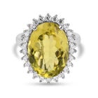 Ouro Verde-Quarz und Zirkon Halo Ring 925 Silber platiniert  ca. 12,33 ct image number 0