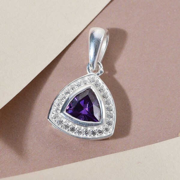 LUSTRO STELLA - Amethyst Zirkonia und wei&szlig;er Zirkonia-Anh&auml;nger, 925 Silber, ca. 1,50 ct image number 3