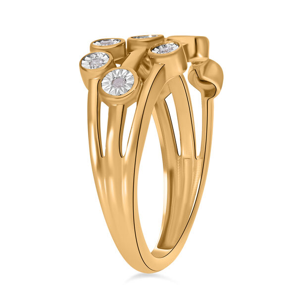 Wei&szlig;er Diamant Ring, 925 Silber Gelbgold Vermeil (Gr&ouml;&szlig;e 21.00) ca. 0.10 ct image number 5