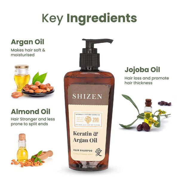 SHIZEN - Keratin und Arganöl Shampoo für gesundes und glänzendes Haar (200ml), 100% Bio image number 6
