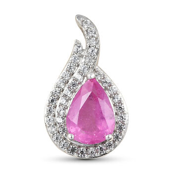 Premium Ilakaka Rosa Saphir und Zirkon Anh&auml;nger 925 Silber platiniert (Fissure gef&uuml;llt) ca. 1,91 ct
