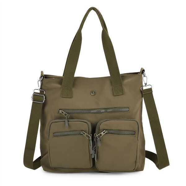 Crossbody-Schultertasche mit Mehrfachfächern, 31x30x14cm, Grün image number 0