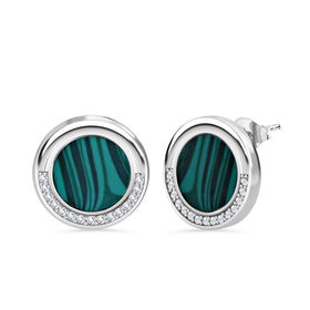 LUSTRO STELLA Malachit und Zirkonia Ohrringe - 5,27 ct.