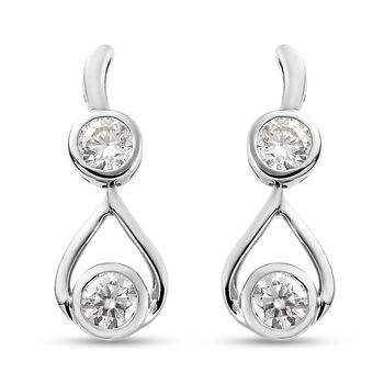 88 Facetten Moissanit-Ohrringe, 925 Silber platiniert ca. 0.90 ct