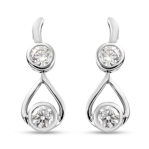 88 Facetten Moissanit-Ohrringe, 925 Silber platiniert ca. 0.90 ct