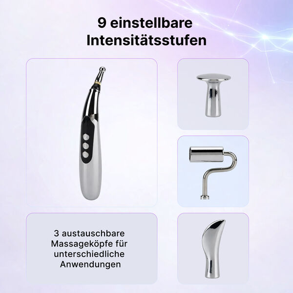 Akupunktur Meridian Stift mit Mikrostrom, wiederaufladbar, 9 Intensit&auml;tsstufen, Silber image number 3