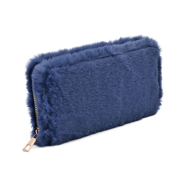 Kunstfell Brieftasche, Dunkelblau image number 2
