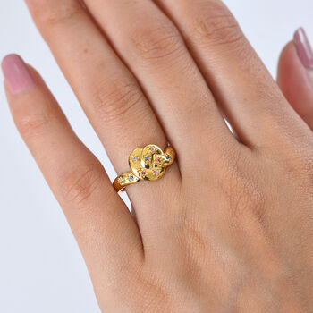 D'Joy Mehrfarbig Saphir Ring 925 Silber 750 Vergoldet (Gr&ouml;&szlig;e 17.00) ca. 0,11 ct