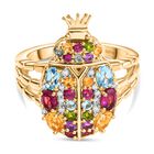 GP Trionfo Kollektion- Rhodolith Granat, Schweizer Blautopas Ring 925 Silber 750 Gelbgold Vermeil (Größe 18.00) ca. 2.21 ct
