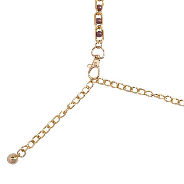 Modischer Kettengürtel, Aluminium + Kunststoff-Zierperlen, Gesamtlänge 115cm (65+50), 30g, gewebt, braun image number 3