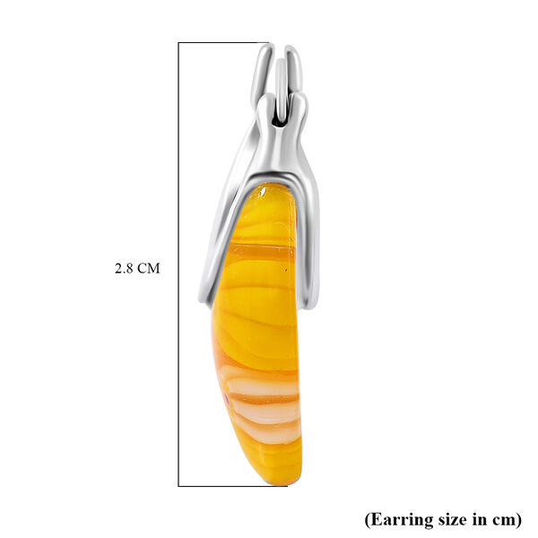 Gelbe Huggie-Ohrringe im Murano-Stil image number 5